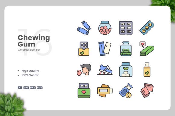 Chewing Gum Color Icons for Digital Sellers