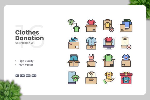 Clothes Donation Color Icons Graphics