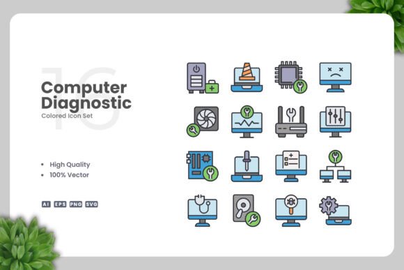 Computer Diagnostic Color Icons