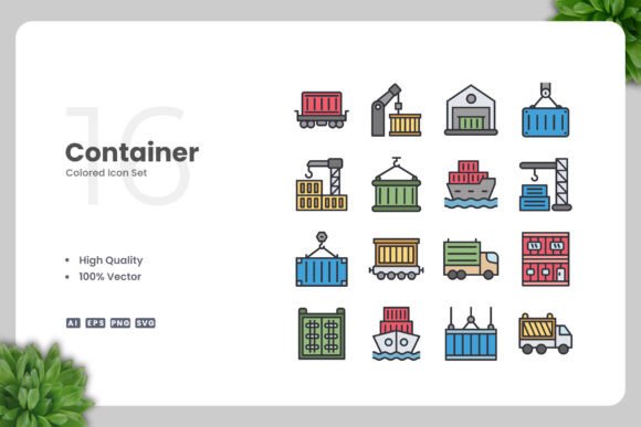 Container Color Icons: Graphics and Icons for Digital Sellers