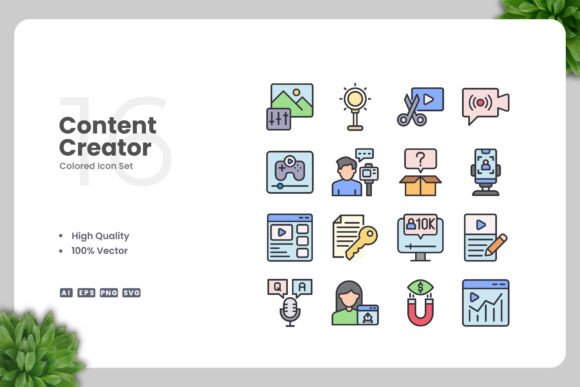 Content Creator Color Icons for Creative Crafters