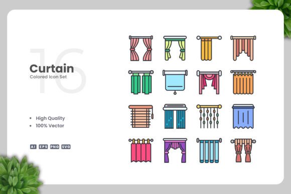Curtain Color Icons: Graphics and Icons for Modern Design
