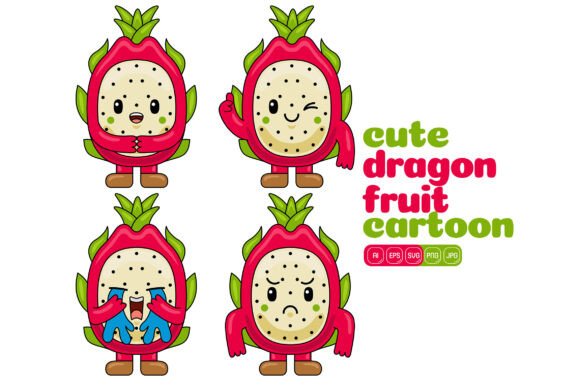 Cute Dragon Fruit Mascot Vector Pack 02: Graphics for Branding