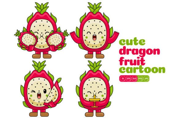 Cute Dragon Fruit Mascot Vector Pack 04