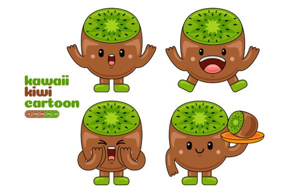 Cute Kiwi Mascot Vector Pack 03: Graphics & Illustrations for Branding