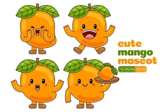 Cute Mango Mascot Vector Pack 01