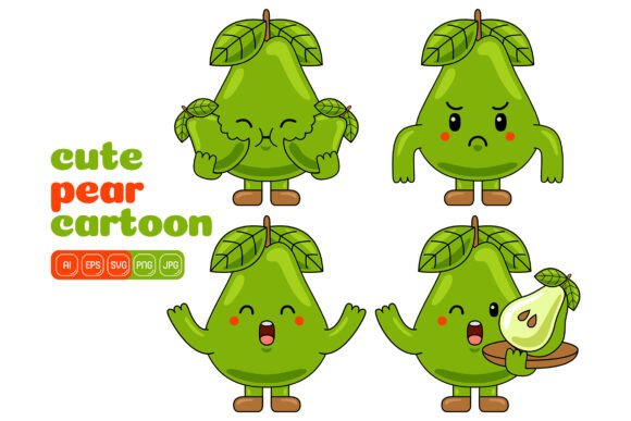 Cute Pear Mascot Vector Pack 02: Graphics for Creative Design