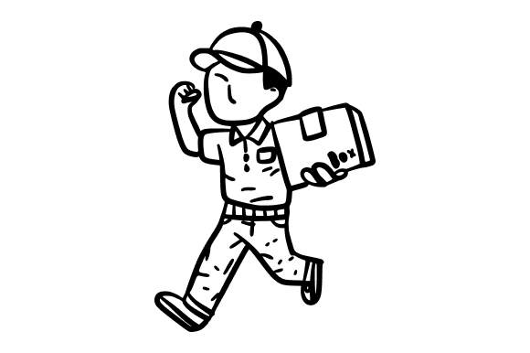 Delivery Man Carrying a Package Doodle