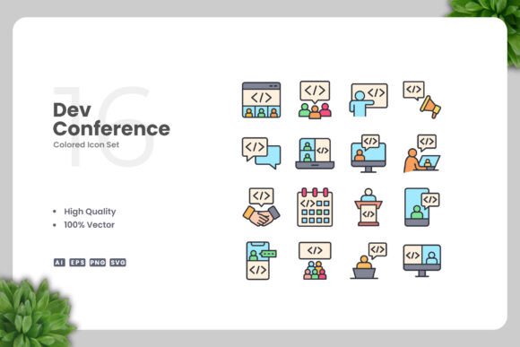 Dev Conference Colored Icons: Graphics and Icons for Modern Design
