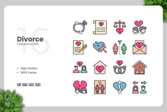 Divorce Colored Icons Graphics and Icons