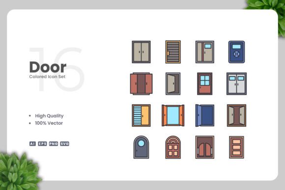 Door Colored Icons: Graphics and Icons for Local Business