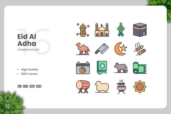 Eid Al Adha Colored Icons for Graphics and Icons