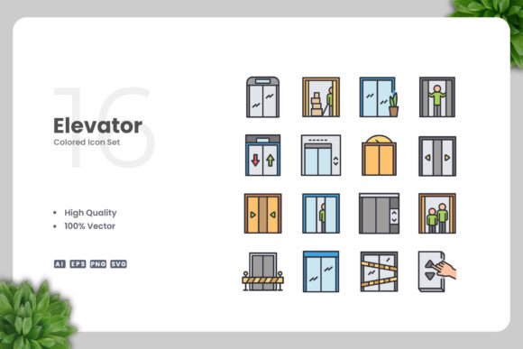 Elevator Color Icons for Graphics and Icons
