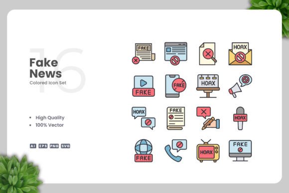 Fake News Color Icons: Graphics and Icons for Creative Design
