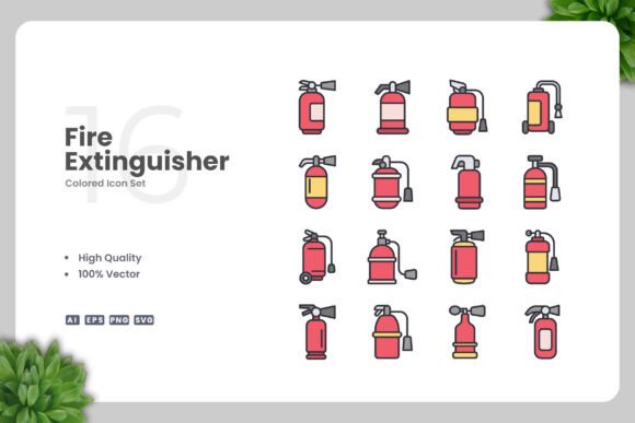 Fire Extinguisher Color Icons for Graphics and Icons
