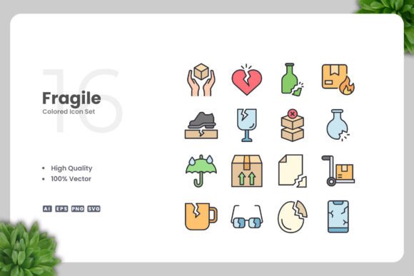 Fragile Color Icons: Graphics and Icons for Digital Sellers