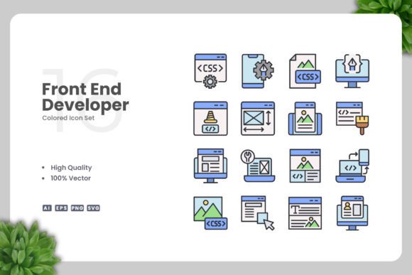 Front End Developer Color Icons: Graphics for Modern Branding