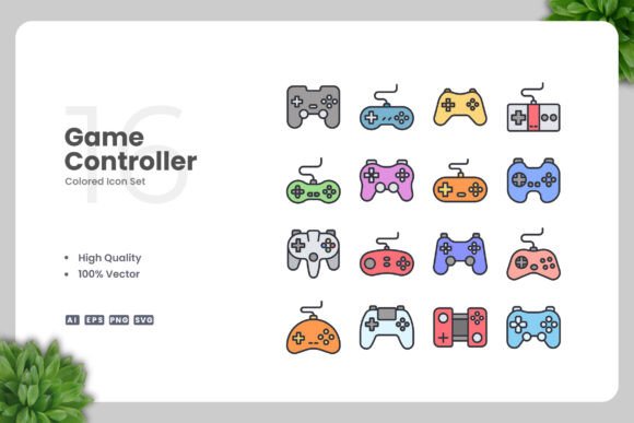 Game Controller Colored Icons for Graphics and Icons