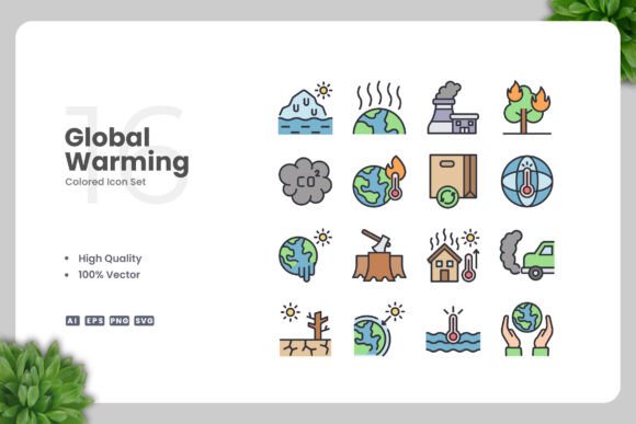 Global Warming Colored Icons Graphics