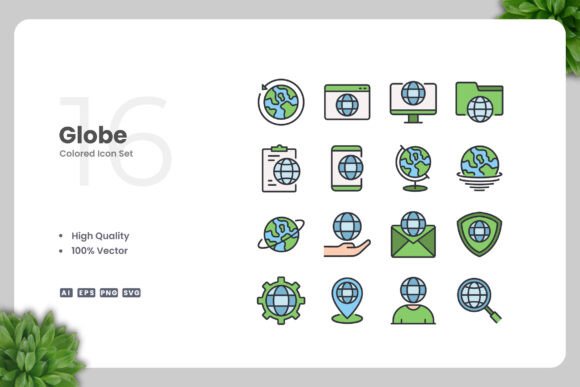 Globe Colored Icons: Graphics and Icons for Modern Design