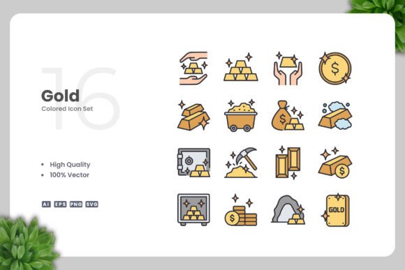 Gold Colored Icons: Graphics and Icons for Digital Sellers