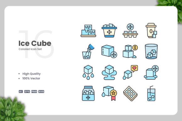 Ice Cube Colored Icons: Graphics and Icons for Modern Design