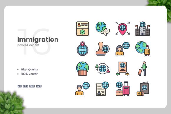 Immigration Colored Icons Graphics