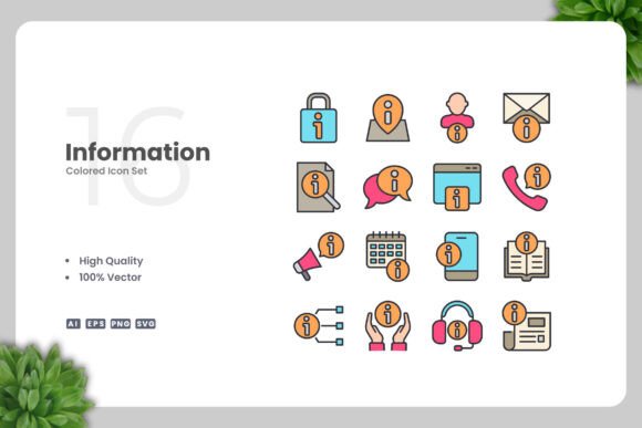Information Colored Icons: Graphics and Icons for Local Business
