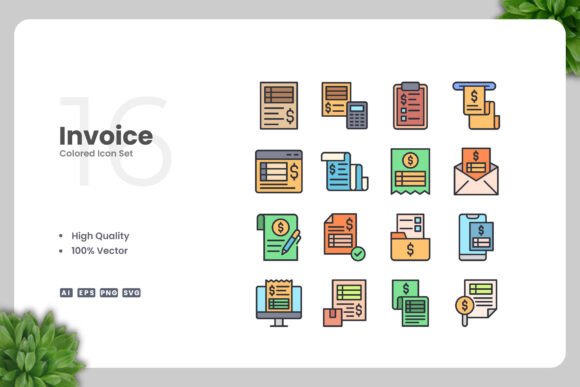 Invoice Colored Icons: Graphics and Icons for Real Projects