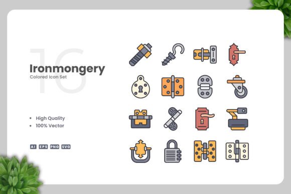 Ironmongery Colored Icons: Graphics and Icons for Creative Design