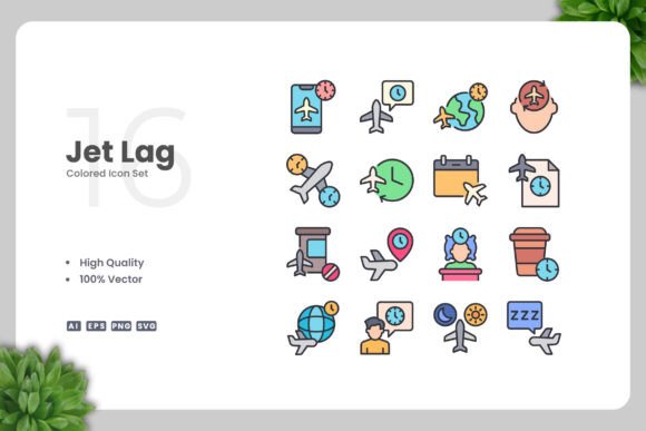 Jet Lag Colored Icons
