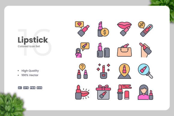 Lipstick Colored Icon Graphics and Icons
