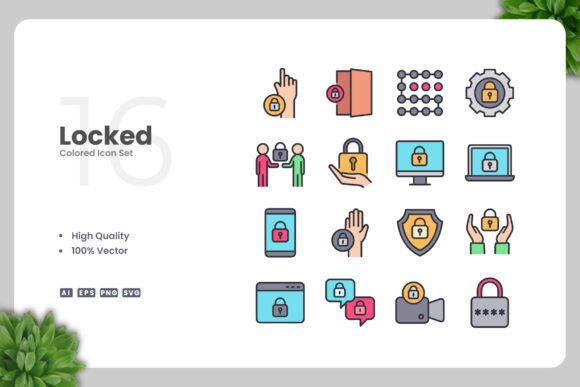 Locked Colored Icons: Graphics and Icons for Modern Design