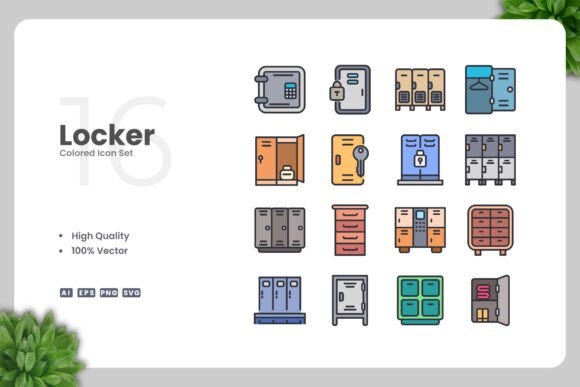 Locker Colored Icons: Graphics and Icons for Modern Design