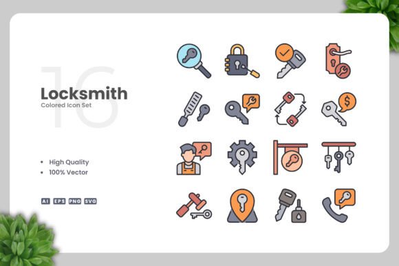 Locksmith Colored Icons for Graphics and Icons