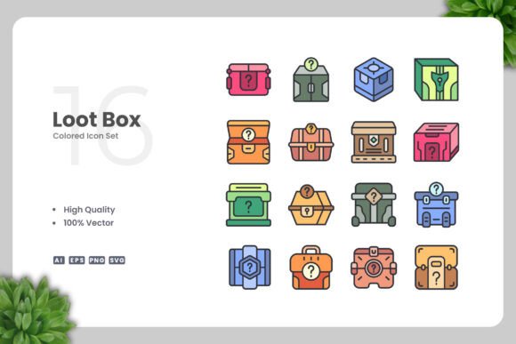 Loot Box Colored Icons: Graphics and Icons for Creative Projects