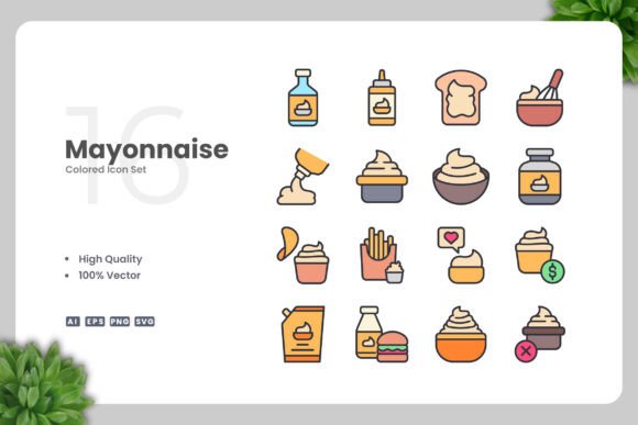 Mayonnaise Colored Icons Graphics