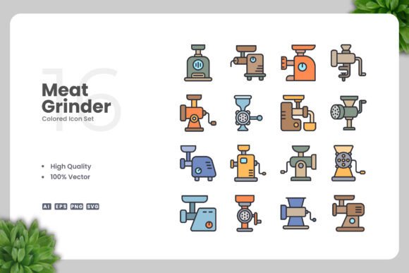 Meat Grinder Colored Icons Graphics