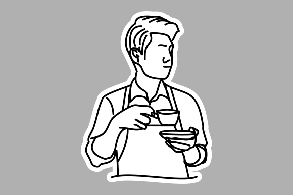 Minimalist Coffee Brewing Doodle: Graphics for Local Business