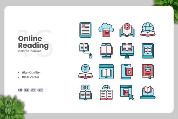 Online Reading Colored Icons