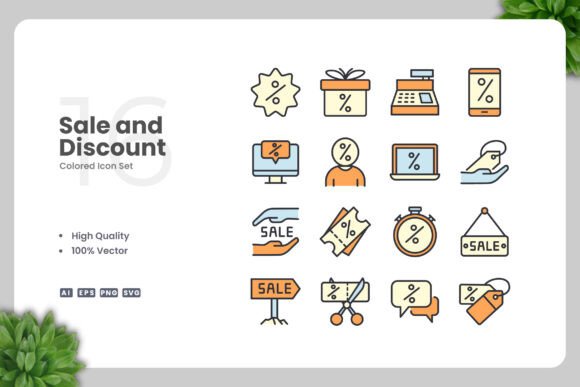 Sale and Discount Color Icons