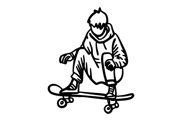 Skateboarder in Mid-Air Trick Doodle