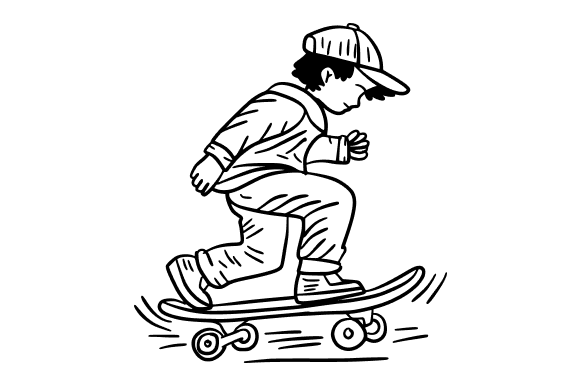 Skater Performing Tricks Doodle Graphics