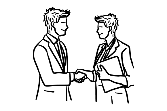 Two Businessmen Shaking Hands Doodle Graphics