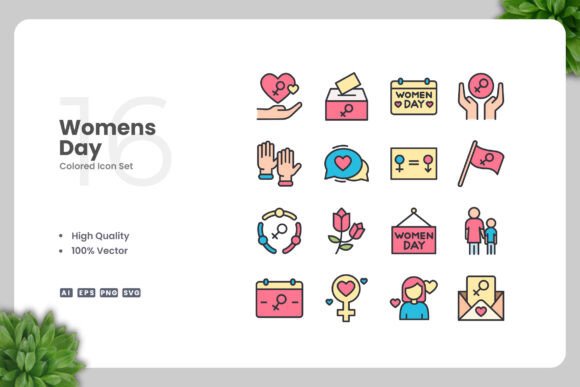 Womens Day Color Icons: Graphics and Icons for Creative Projects